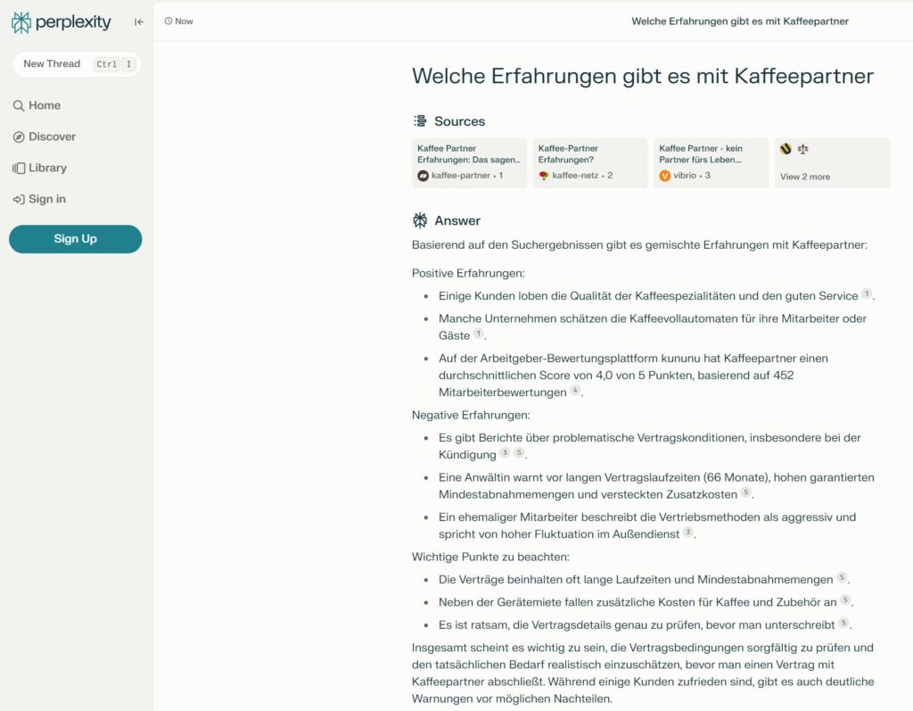 Ein Bild der perplexity Suchmaschine